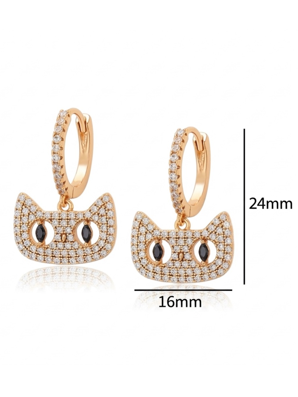 Owl Earrings 18k Gold Plated Toned CZ Stone Statement Dainty Water Resistant - Picture 2 of 6